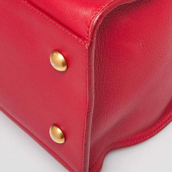 Yves Saint Laurent Red Calfskin Leather Small Cabas ChYc Bag - Picture 9 of 12